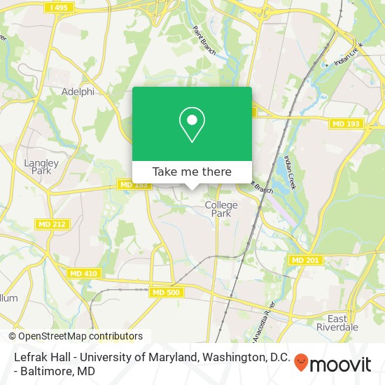 Lefrak Hall - University of Maryland map