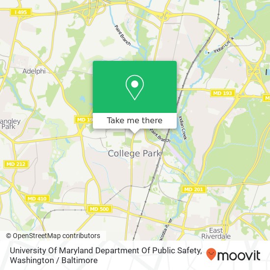 University Of Maryland Department Of Public Safety map