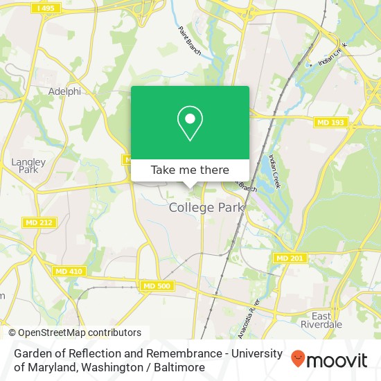 Garden of Reflection and Remembrance - University of Maryland map