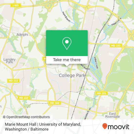 Mapa de Marie Mount Hall | University of Maryland