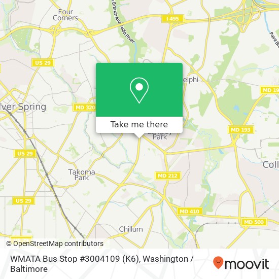 Mapa de WMATA Bus Stop #3004109 (K6)