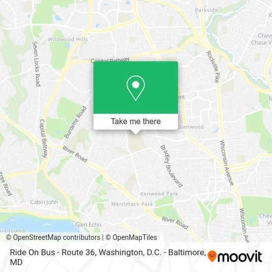 Ride On Bus - Route 36 map