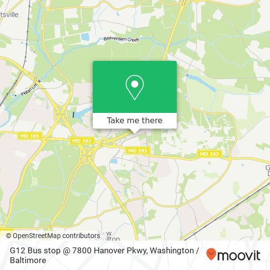 Mapa de G12 Bus stop @ 7800 Hanover Pkwy