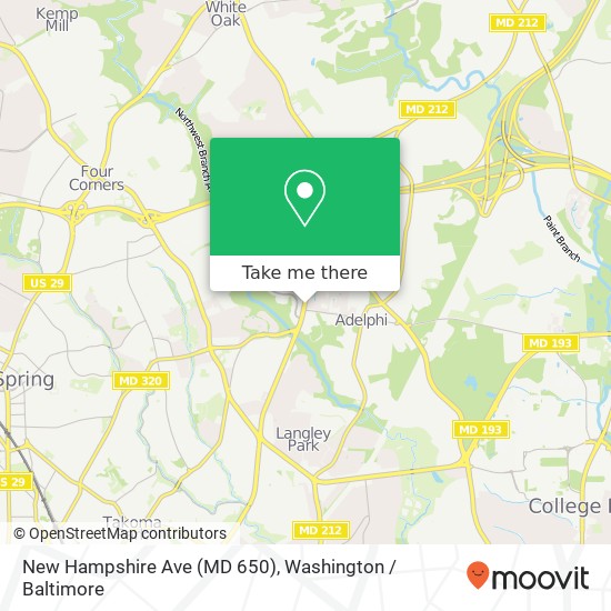 Mapa de New Hampshire Ave (MD 650)