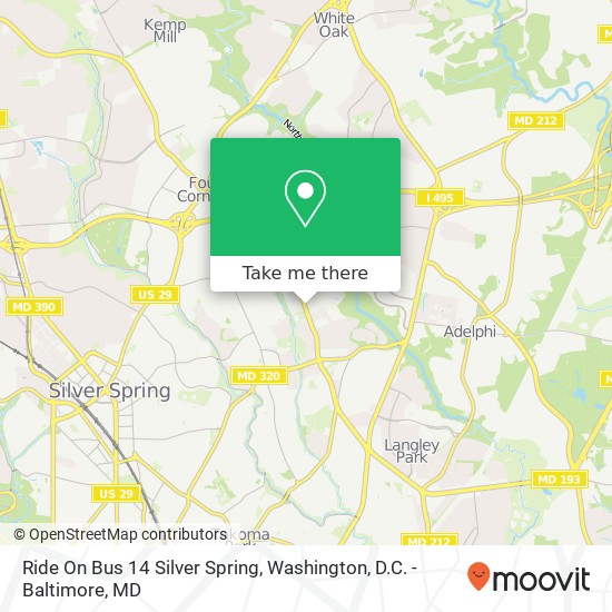 Ride On Bus 14 Silver Spring map