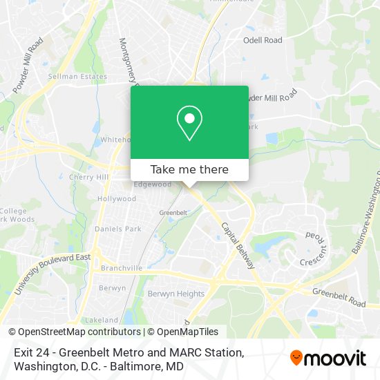 Mapa de Exit 24 - Greenbelt Metro and MARC Station