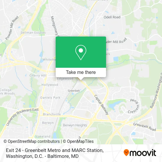 Mapa de Exit 24 - Greenbelt Metro and MARC Station