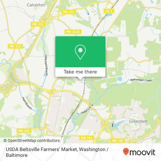 Mapa de USDA Beltsville Farmers' Market