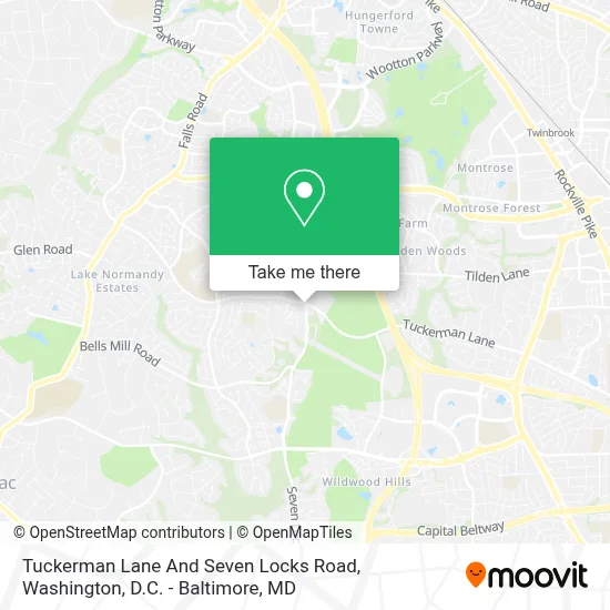 Tuckerman Lane And Seven Locks Road map