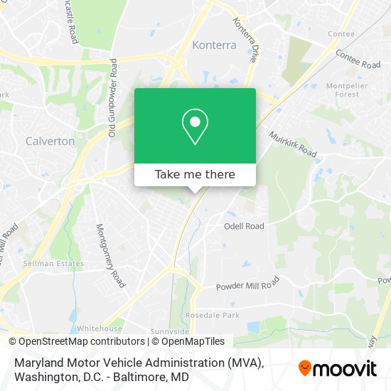 Mapa de Maryland Motor Vehicle Administration (MVA)