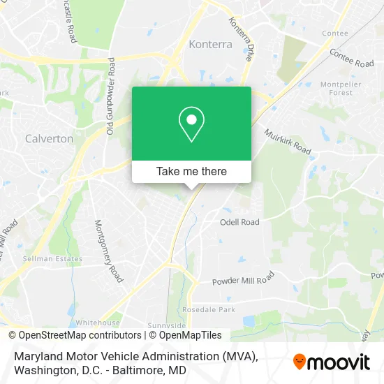 Maryland Motor Vehicle Administration (MVA) map