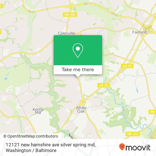 Mapa de 12121 new hamshire ave silver spring md