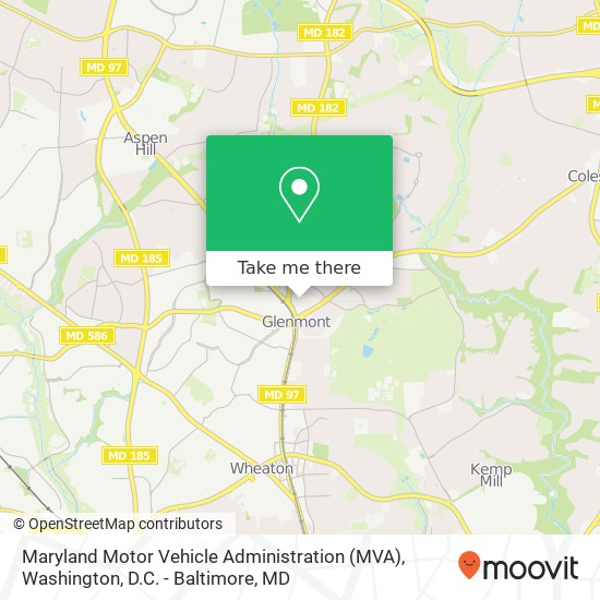 Mapa de Maryland Motor Vehicle Administration (MVA)