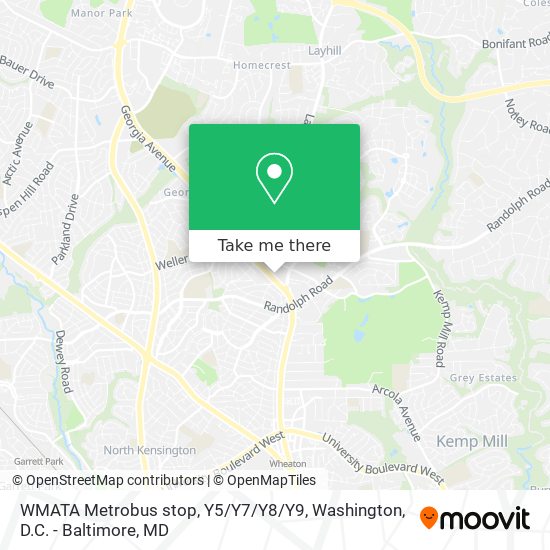 Mapa de WMATA Metrobus stop, Y5 / Y7 / Y8 / Y9