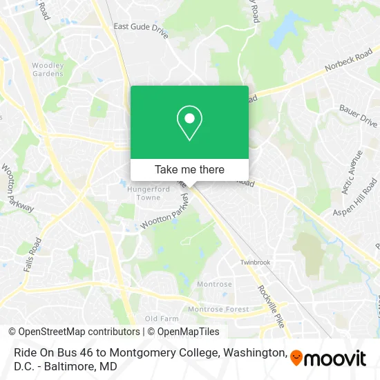 Ride On Bus 46 to Montgomery College map