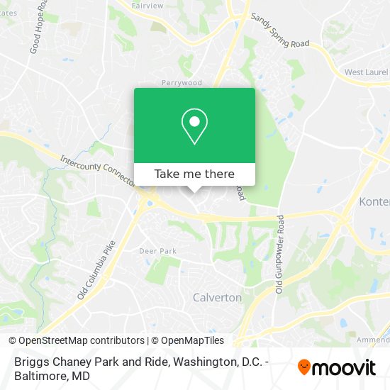 Briggs Chaney Park and Ride map