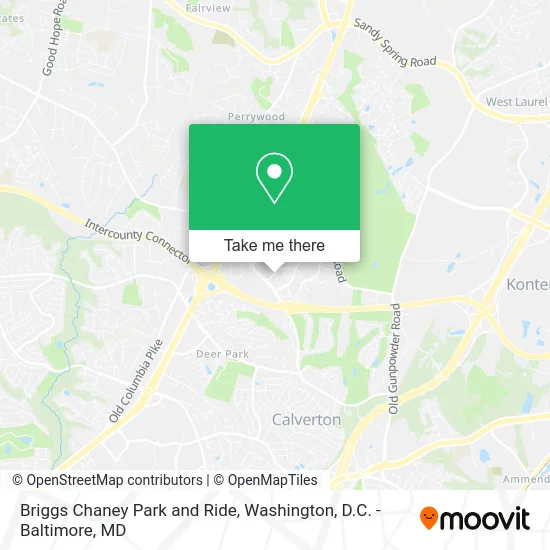 Briggs Chaney Park and Ride map