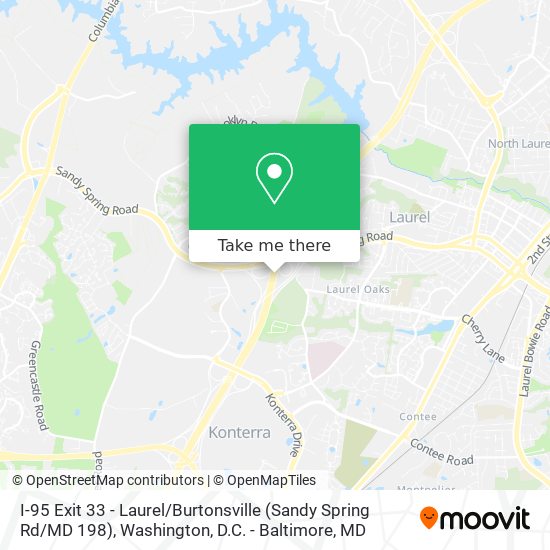 I-95 Exit 33 - Laurel / Burtonsville (Sandy Spring Rd / MD 198) map