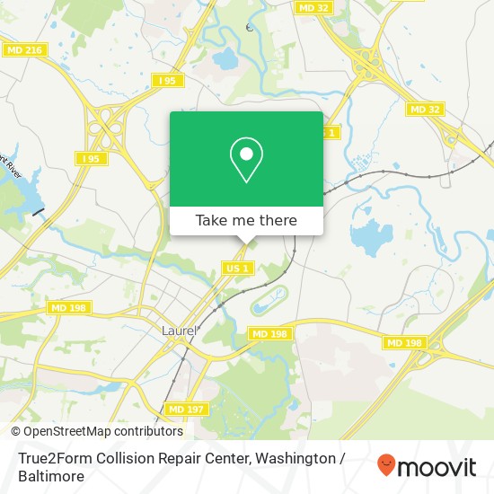 Mapa de True2Form Collision Repair Center