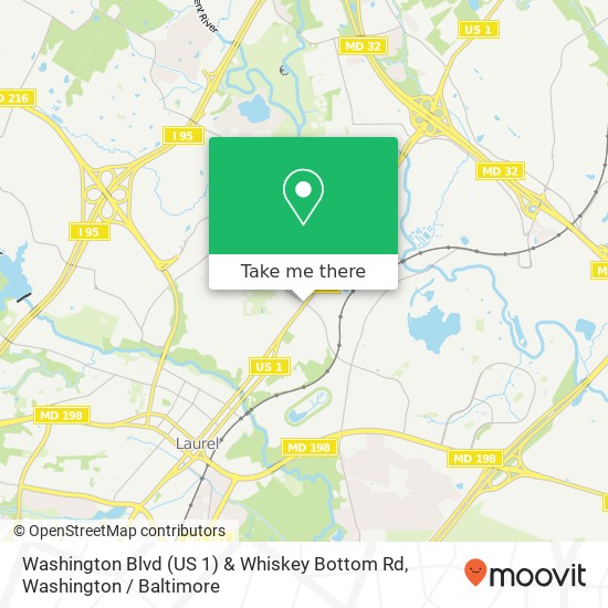 Washington Blvd (US 1) & Whiskey Bottom Rd map