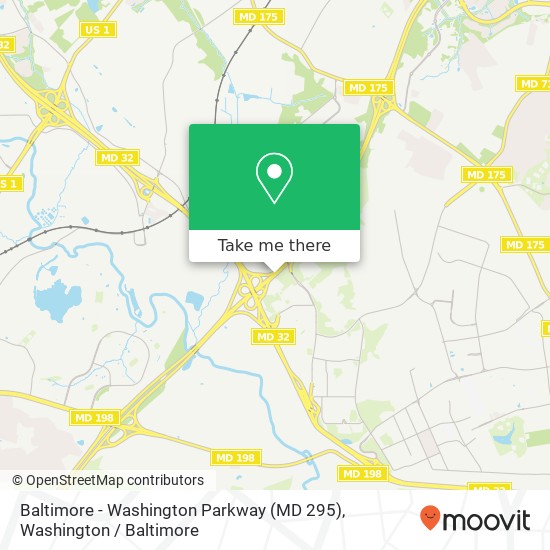 Mapa de Baltimore - Washington Parkway (MD 295)