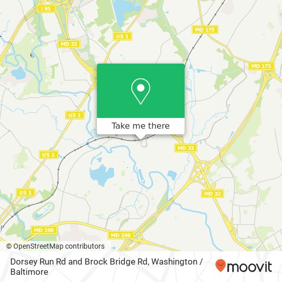 Dorsey Run Rd and Brock Bridge Rd map