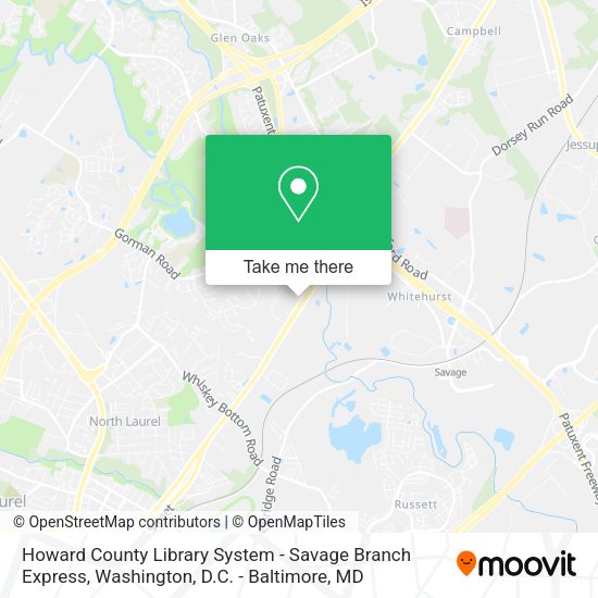 Howard County Library System - Savage Branch Express map