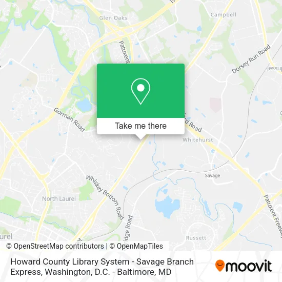 Mapa de Howard County Library System - Savage Branch Express