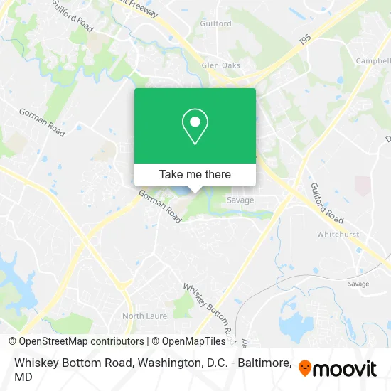 Whiskey Bottom Road map