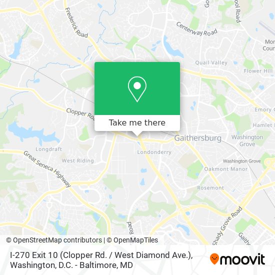 Mapa de I-270 Exit 10 (Clopper Rd. / West Diamond Ave.)