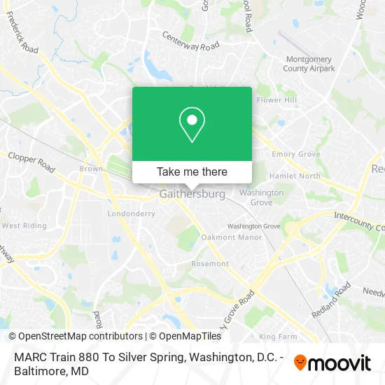 MARC Train 880 To Silver Spring map