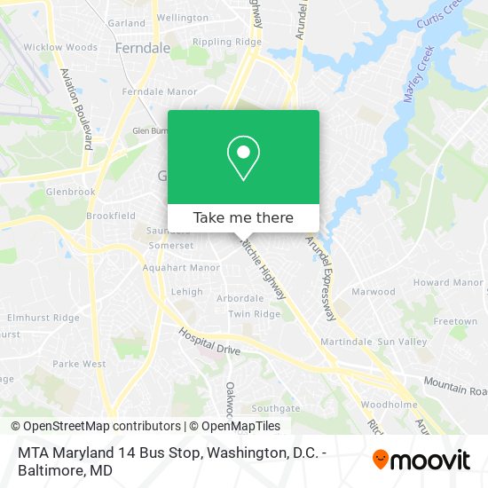 MTA Maryland 14 Bus Stop map