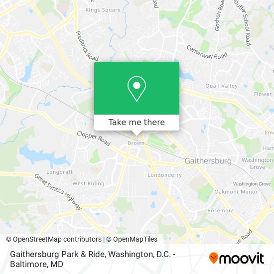 Gaithersburg Park & Ride map