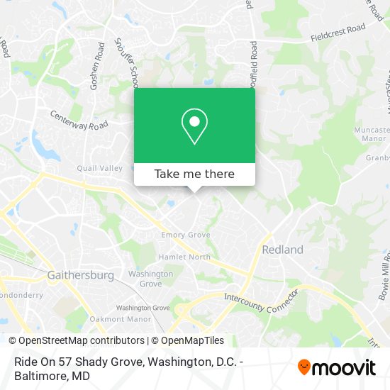 Ride On 57 Shady Grove map