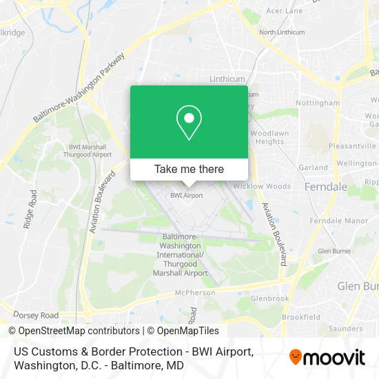 US Customs & Border Protection - BWI Airport map