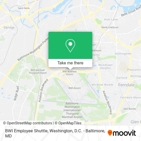 BWI Employee Shuttle map