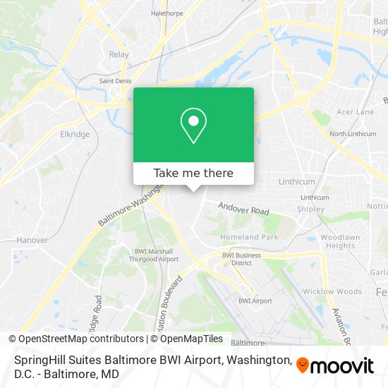SpringHill Suites Baltimore BWI Airport map