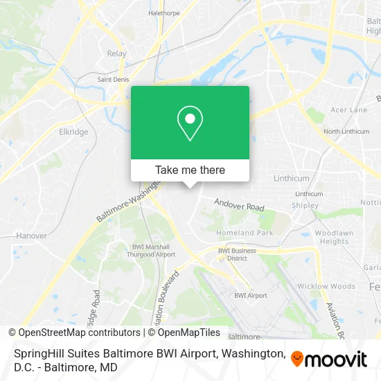 SpringHill Suites Baltimore BWI Airport map