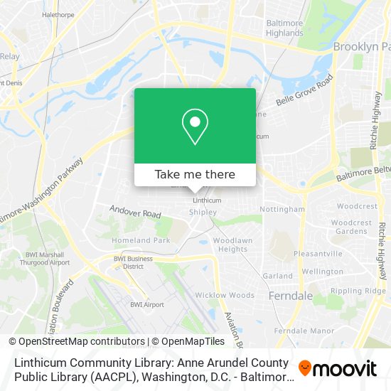 Mapa de Linthicum Community Library: Anne Arundel County Public Library (AACPL)