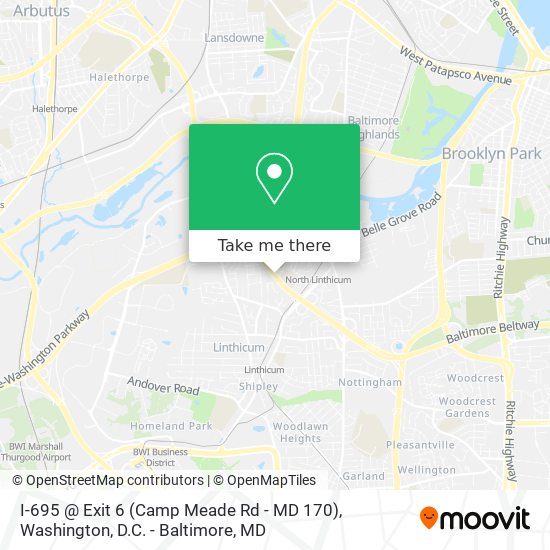 I-695 @ Exit 6 (Camp Meade Rd - MD 170) map