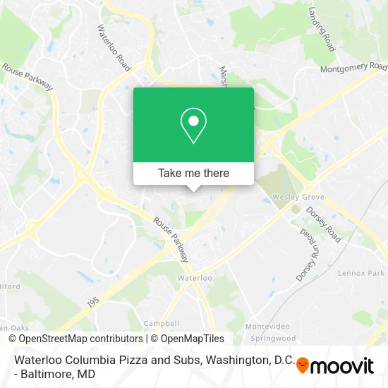 Waterloo Columbia Pizza and Subs map