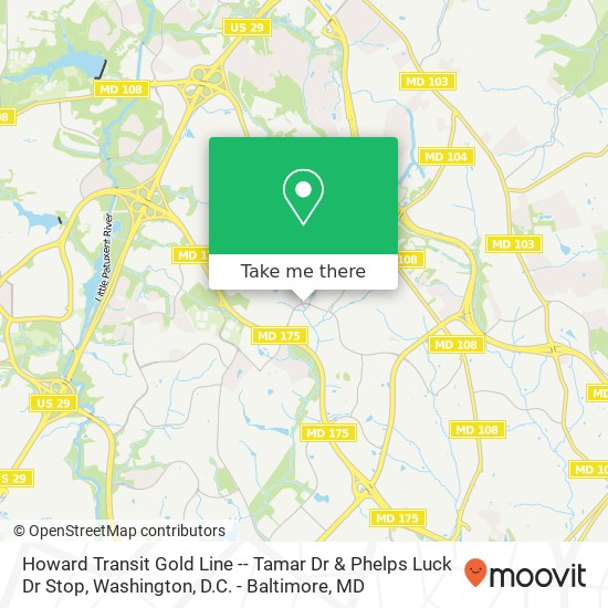 Howard Transit Gold Line -- Tamar Dr & Phelps Luck Dr Stop map