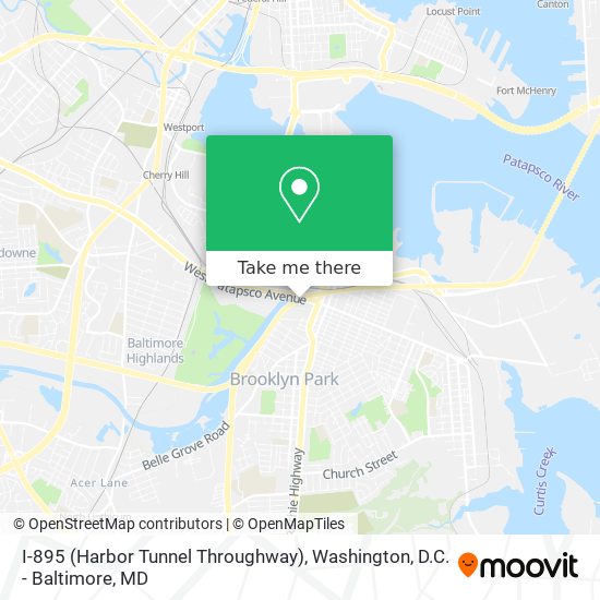 I-895 (Harbor Tunnel Throughway) map