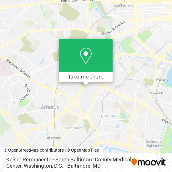 Kaiser Permanente - South Baltimore County Medical Center map