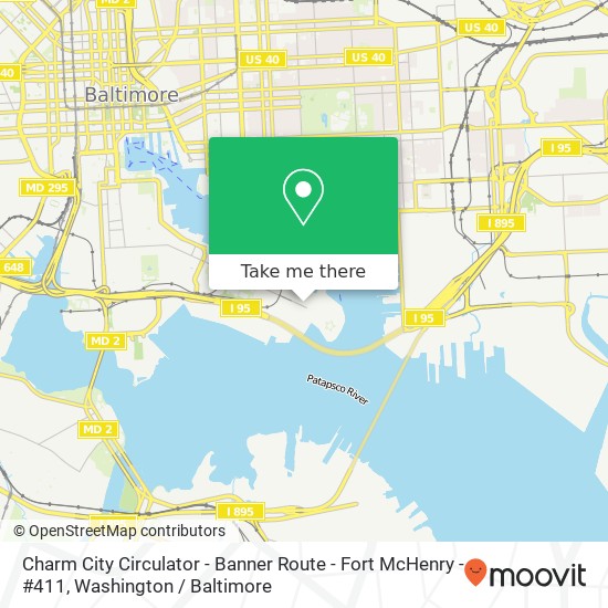 Mapa de Charm City Circulator - Banner Route - Fort McHenry - #411