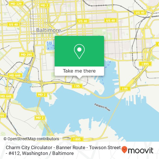 Charm City Circulator - Banner Route - Towson Street - #412 map