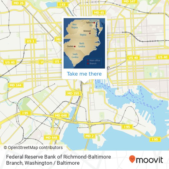 Mapa de Federal Reserve Bank of Richmond-Baltimore Branch