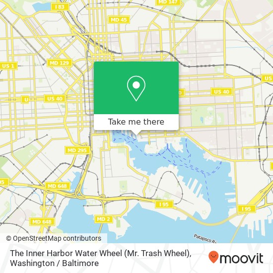 The Inner Harbor Water Wheel (Mr. Trash Wheel) map