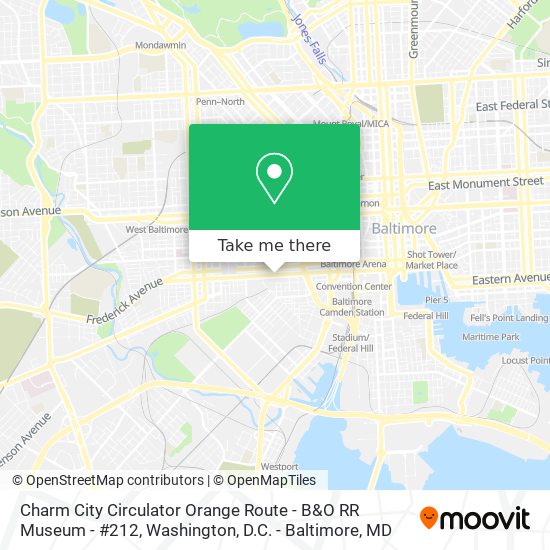 Mapa de Charm City Circulator Orange Route - B&O RR Museum - #212