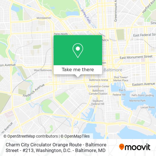 Mapa de Charm City Circulator Orange Route - Baltimore Street - #213